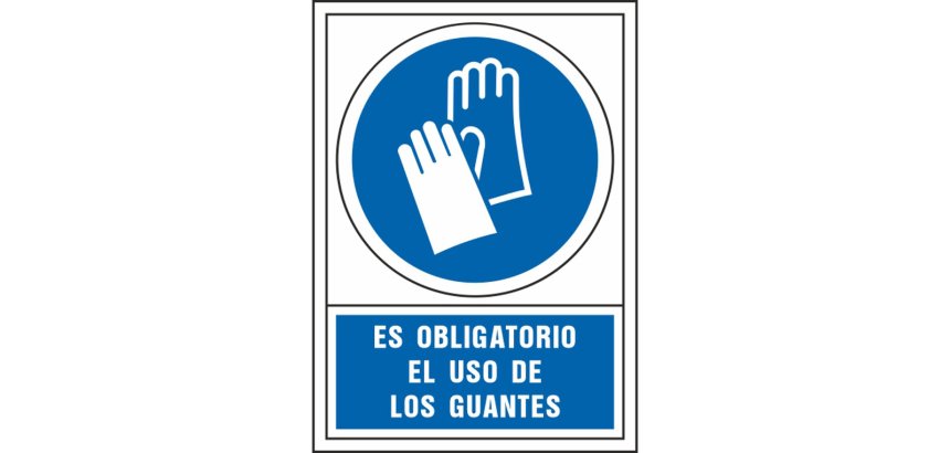 Pictograma syssa señal de obligacion es obligatorio el uso de los guantes en pvc 245x345 mm