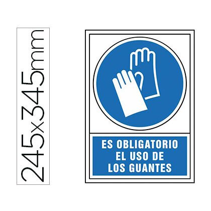 Pictograma syssa señal de obligacion es obligatorio el uso de los guantes en pvc 245x345 mm