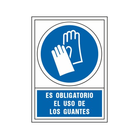 Pictograma syssa señal de obligacion es obligatorio el uso de los guantes en pvc 245x345 mm