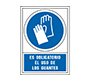 Pictograma syssa señal de obligacion es obligatorio el uso de los guantes en pvc 245x345 mm