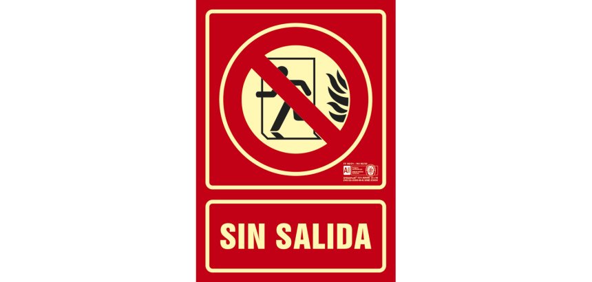 Pictograma syssa señal de no hay salida en pvc fotoluminiscente 210x297 mm
