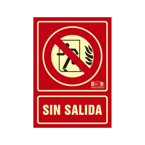 Pictograma syssa señal de no hay salida en pvc fotoluminiscente 210x297 mm