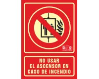 Pictograma syssa señal de no utilizar en caso de incendio en pvc fotoluminiscente 210x297 mm