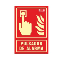Pictograma syssa señal de pulsador de alarma en pvc fotoluminiscente 210x297 mm