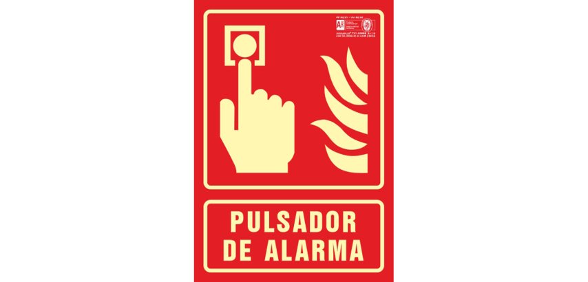 Pictograma syssa pulsador de alarma en pvc fotoluminiscente 210x297 mm