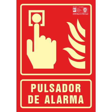 Pictograma syssa señal de pulsador de alarma en pvc fotoluminiscente 210x297 mm