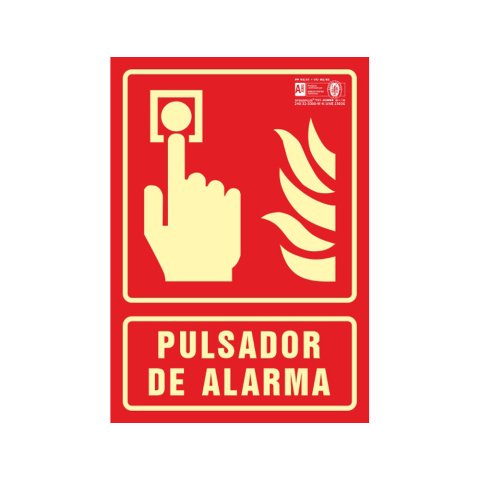 Pictograma syssa señal de pulsador de alarma en pvc fotoluminiscente 210x297 mm