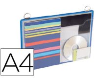 Funda para colgar djois din a4 anilla metalica formato horizontal pack de 5 unidades color azul
