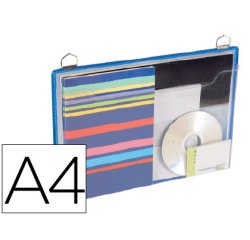 Funda para colgar djois din a4 anilla metalica formato horizontal pack de 5 unidades color azul