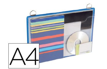 Funda para colgar djois din a4 anilla metalica formato horizontal pack de 5 unidades color azul