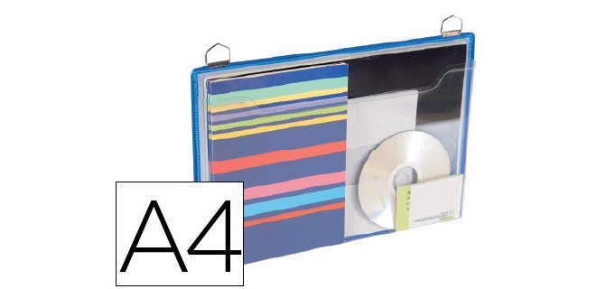 Funda para colgar djois din a4 anilla metalica formato horizontal pack de 5 unidades color azul