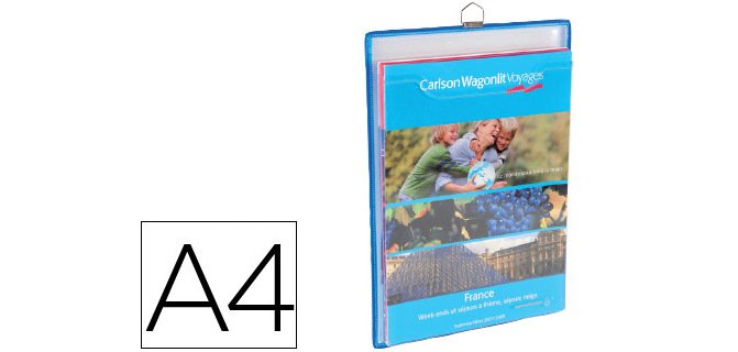 Funda para colgar djois din a4 anilla metalica formato vertical pack de 5 5 unidades color azul