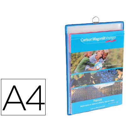 Funda para colgar djois din a4 anilla metalica formato vertical pack de 5 5 unidades color azul
