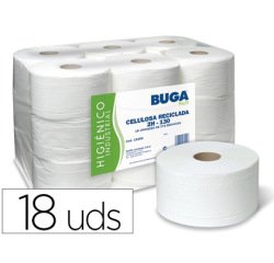 Papel higienico industrial gofrado buga reciclado 2 capas 130 m