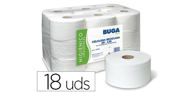 Papel higienico industrial gofrado buga reciclado 2 capas 130 m