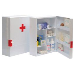 Botiquin plastico extraduro con material para primeros auxilios 460x340x150 mm