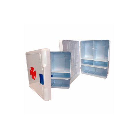 Botiquin plastico extraduro con material para primeros auxilios 460x340x150 mm
