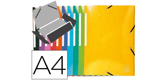 Carpeta exacompta gomas carton simil-prespan tres solapas din a4+ colores surtidos
