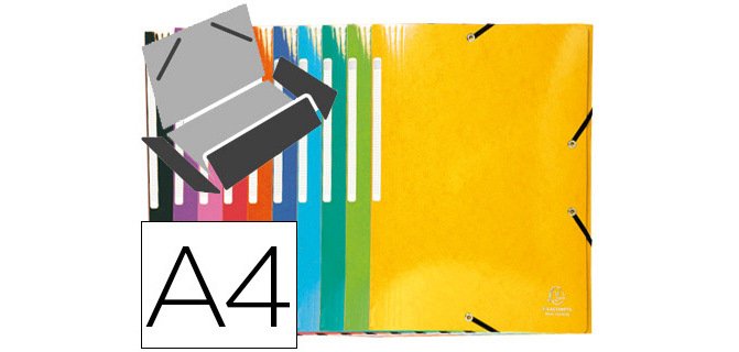 Carpeta exacompta gomas carton simil-prespan tres solapas din a4+ colores surtidos
