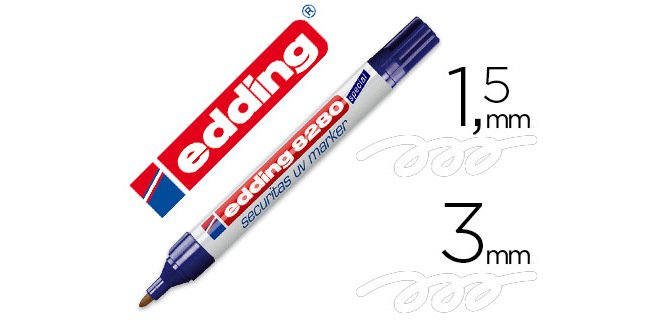 Rotulador edding marcador de seguridad visible bajo la luz ultravioleta punta redonda 1,5 mm