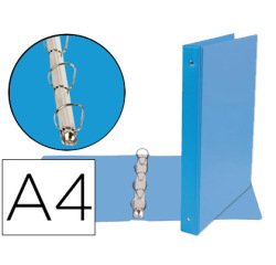 Carpeta de 4 anillas 25 mm mixtas liderpapel a4 carton forrado pvc azul