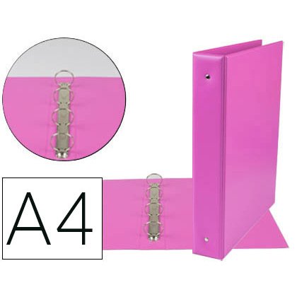 Carpeta de 4 anillas 40 mm mixtas liderpapel a4 carton forrado pvc fucsia