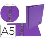 Carpeta de 4 anillas 25 mm redondas liderpapel a5 carton forrado pvc violeta