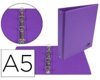 Carpeta de 4 anillas 25 mm redondas liderpapel a5 carton forrado pvc violeta