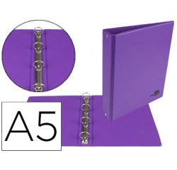 Carpeta de 4 anillas 25 mm redondas liderpapel a5 carton forrado pvc violeta
