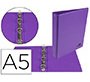 Carpeta de 4 anillas 25 mm redondas liderpapel a5 carton forrado pvc violeta