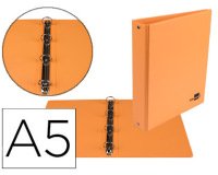 Carpeta de 4 anillas 25 mm redondas liderpapel a5 carton forrado pvc naranja