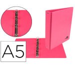 Carpeta de 4 anillas 25 mm redondas liderpapel a5 carton forrado pvc fucsia