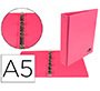Carpeta de 4 anillas 25 mm redondas liderpapel a5 carton forrado pvc fucsia
