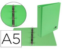 Carpeta de 4 anillas 25 mm redondas liderpapel a5 carton forrado pvc verde