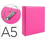 Carpeta de 2 anillas 40 mm redondas liderpapel a5 carton forrado pvc fucsia