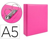 Carpeta de 2 anillas 40 mm redondas liderpapel a5 carton forrado pvc fucsia