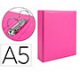 Carpeta de 2 anillas 40 mm redondas liderpapel a5 carton forrado pvc fucsia