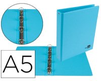 Carpeta de 4 anillas 25 mm redondas liderpapel a5 carton forrado pvc azul