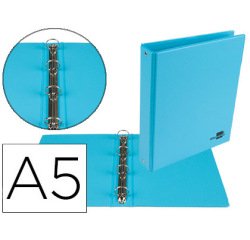 Carpeta de 4 anillas 25 mm redondas liderpapel a5 carton forrado pvc azul