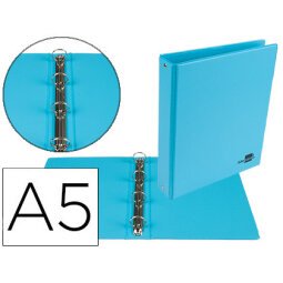 Carpeta de 4 anillas 25 mm redondas liderpapel a5 carton forrado pvc azul