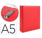 Carpeta de 2 anillas 40 mm redondas liderpapel a5 carton forrado pvc rojo