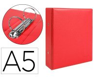 Carpeta de 2 anillas 40 mm redondas liderpapel a5 carton forrado pvc rojo