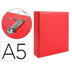 Carpeta de 2 anillas 40 mm redondas liderpapel a5 carton forrado pvc rojo
