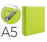 Carpeta de 2 anillas 40 mm redondas liderpapel a5 carton forrado pvc verde