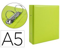 Carpeta de 2 anillas 40 mm redondas liderpapel a5 carton forrado pvc verde