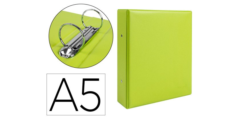 Carpeta de 2 anillas 40 mm redondas liderpapel a5 carton forrado pvc verde