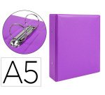 Carpeta de 2 anillas 40 mm redondas liderpapel a5 carton forrado pvc violeta