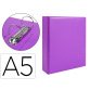 Carpeta de 2 anillas 40 mm redondas liderpapel a5 carton forrado pvc violeta