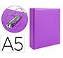 Carpeta de 2 anillas 40 mm redondas liderpapel a5 carton forrado pvc violeta