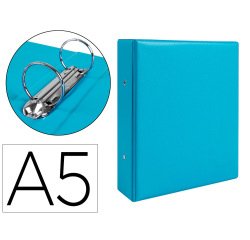 Carpeta de 2 anillas 40 mm redondas liderpapel a5 carton forrado pvc azul